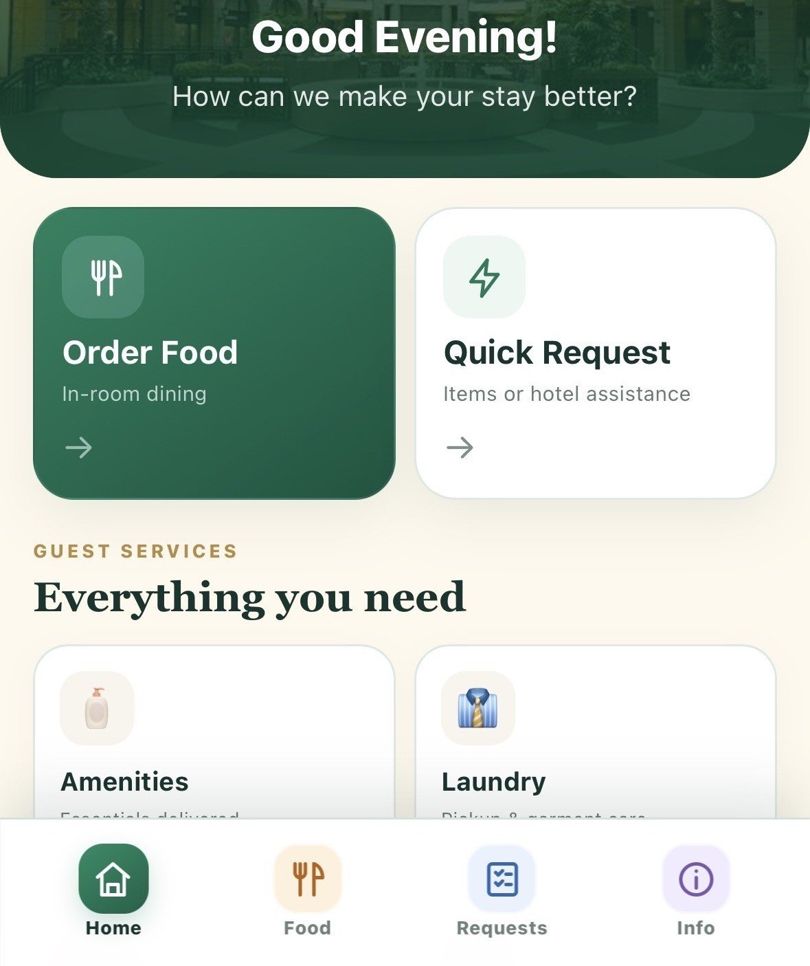 Let guests request hotel amenities without another reception call.