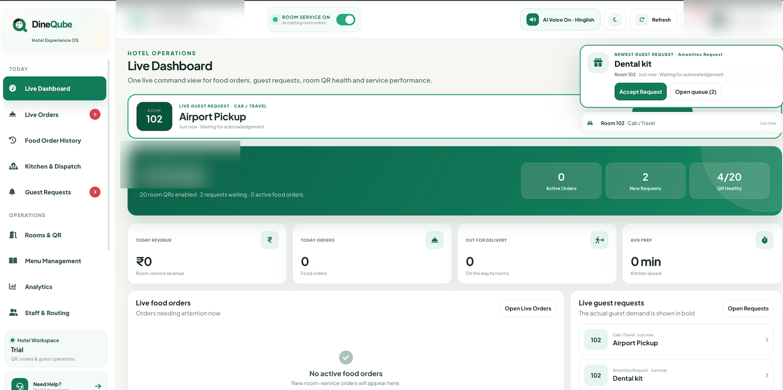 Hotel live dashboard